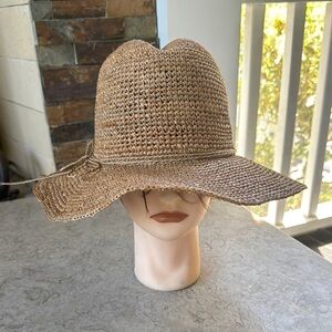 Flora Bella tan Stylish crochet raffia hat